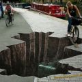 Die besten Bilder in der Kategorie strassenmalerei: Loch in Radweg 3D-Straßenmalerei - Street-Art