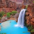 Die besten Bilder:  Position 231 in natur - Beautiful Nature - türkisfarbener See und Wasserfall