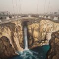 Die besten Bilder:  Position 12 in straßenmalerei - 3D Schlucht mit Wasserfall Strassenkunst