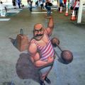 The Best Pics:  Position 13 in  - Chalk, art, optical illusion, weightlifter, circus