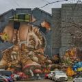 Die besten Bilder in der Kategorie graffiti: Graffiti, Wald, Laub, 3D, realistisch, Pilze, Hauswand