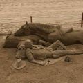 Cowboy, horse, sand, art, hatchet, fire, beach - Neueste