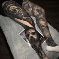 Die besten Bilder in der Kategorie horror_tattoos: Horror, Tattoo, Pavian, Wolf, Killer, Monster, Maske