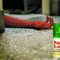 Ungeziefer Spray Werbung mit Spiderman