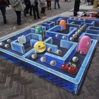 3D Pacman Straßenmalerei Kunst