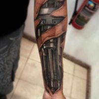 Sauber gestochenes und cooles 3D Biomechanisches Tattoo