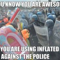 You know you are awesome when you are using inflated boats against the Police - Schlauchboot Verteidigung