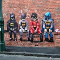 Robin, Batman, Graffiti, Kinder