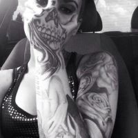 Cool, Totenkopf, Hand, Tattoo, Maske