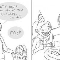 Geburtstag, Schwarzer Humor, Pony, Essen