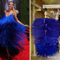 Heidi Klum, Autowaschanlage, Kleid, Bürste