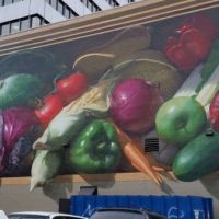 Gemüse, Obst, 3D, Kiste, Kunst, Gemälde, Grafitti