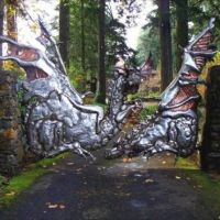 Kunst, Metall, Tor, Drachen, Fantasy