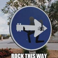 Schild, Pfeil, Gitarre, Rock, lustig