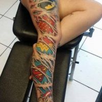 Superhelden, Haut, Tattoo, Batman, Superman