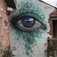 Auge, Grafitti, Escher, realistisch, Hauswand, 3D