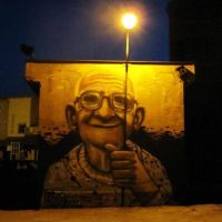 Grafitti, Oma, Laterne, Straßenlampe, originell