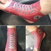 Chucks, Schuh, Turnschuh, Schnürsenkel, Tattoo, Fuß