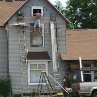 Fenster, Haus, Leitern, gefährlich, Arbeitssicherheit