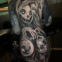 Vollkörper, Tattoo, Horror, Ratten, Totenkopf, Skelett, Tod